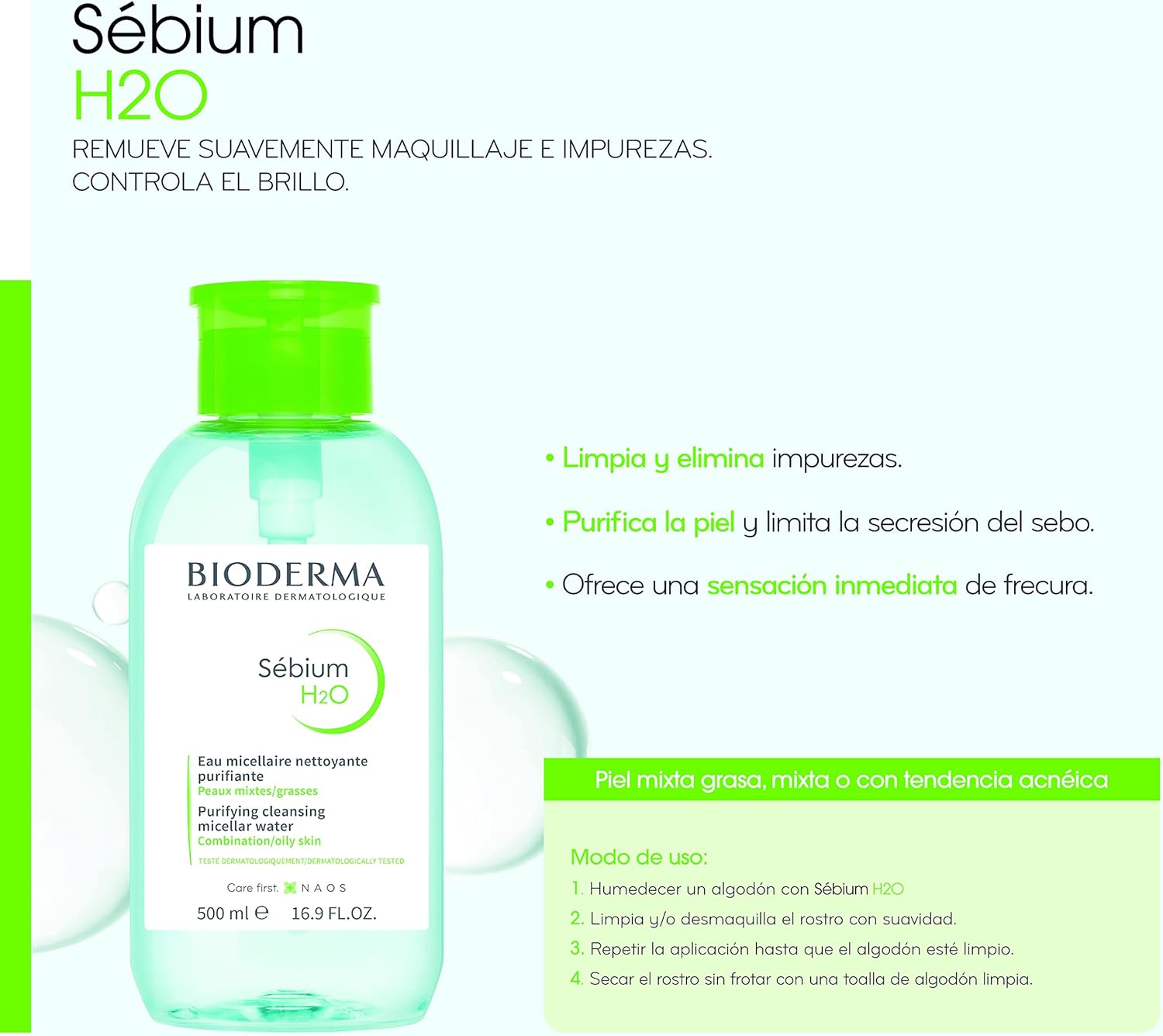 Bioderma Sebium H2o Mu Removing Micelle Solution 500ml - MeStore - BioDerma