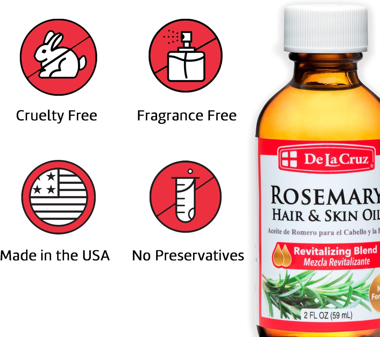 De La Cruz, Rosemary Hair & Skin Oil, 8 fl oz (236 ml) - MeStore - DE LA CRUZ