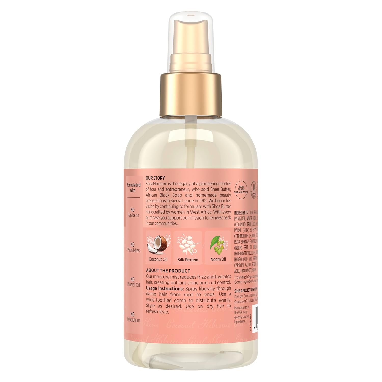 SheaMoisture Hold and Shine Moisture Mist Coconut and Hibiscus for Thick, Curly Hair for Frizz Control 8 oz - MeStore - Shea Moisture