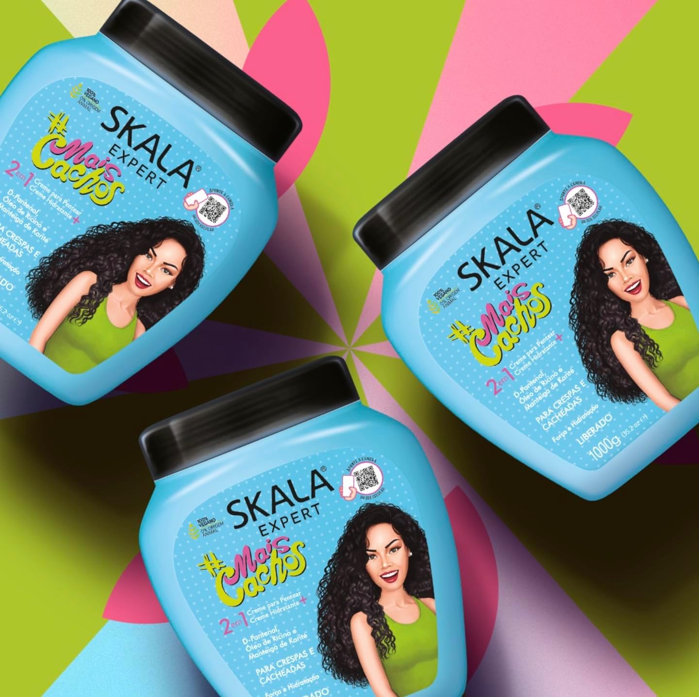 Skala Expert Mais cachos Hair Cream And Conditioner Strengthens And Moisturizes All Types of Curly Hair - 1kg - MeStore - SKALA