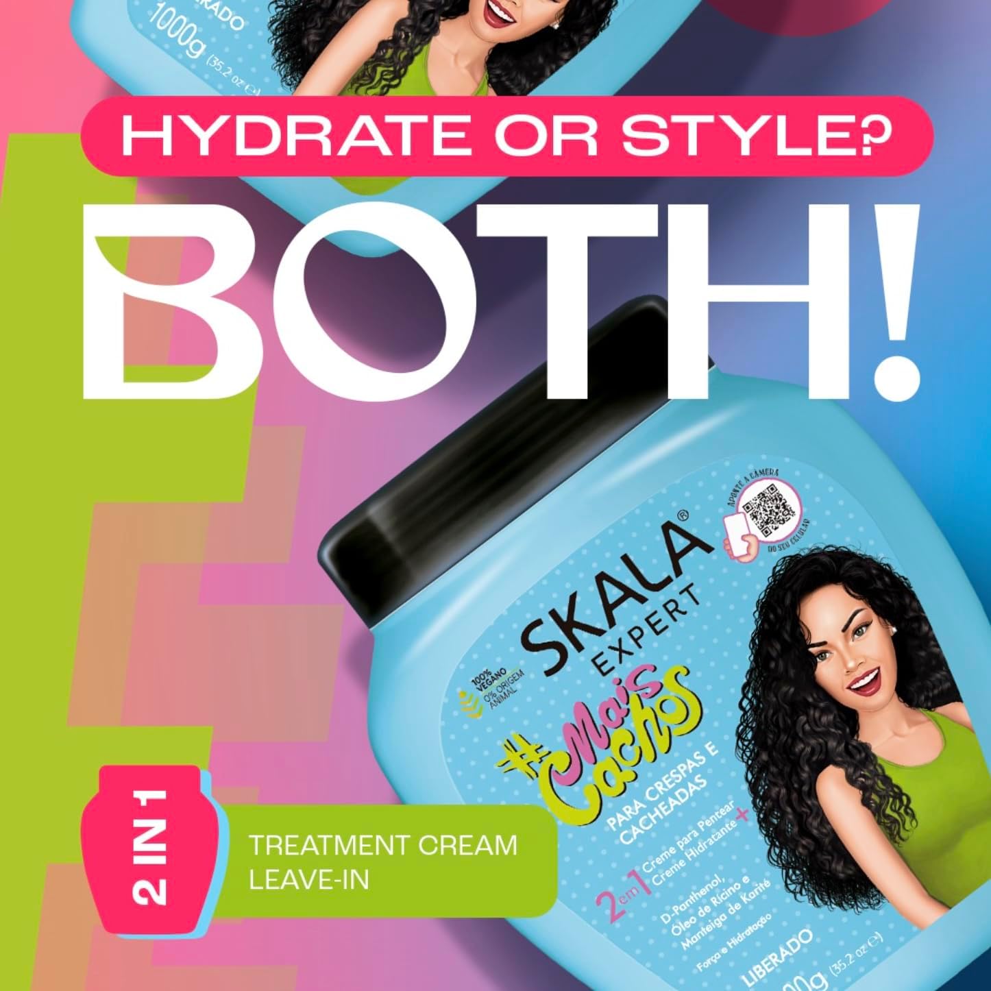 Skala Expert Mais cachos Hair Cream And Conditioner Strengthens And Moisturizes All Types of Curly Hair - 1kg - MeStore - SKALA