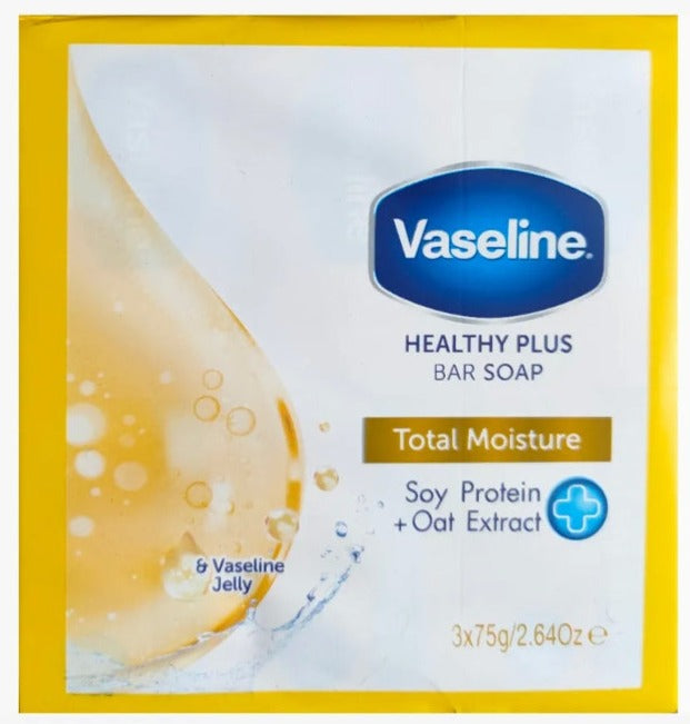 Vaseline Soap 3 Pack 75G Total Moisture Soy & Oat