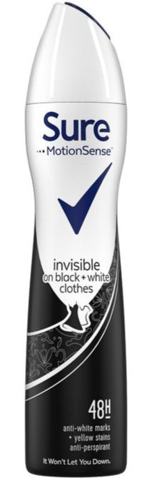 Sure Spray 250Ml Invisible Black + White