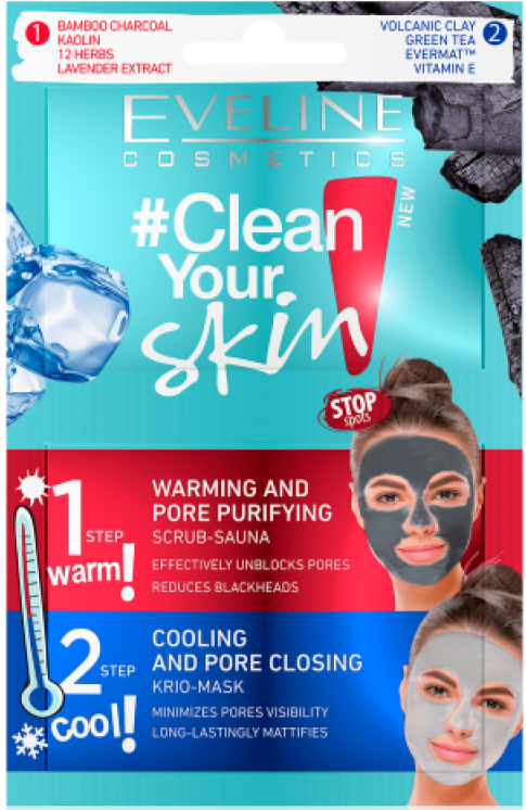 EVELINE Clean Your Skin Scrub Sauna And Krio Mask Natural 2x5ml