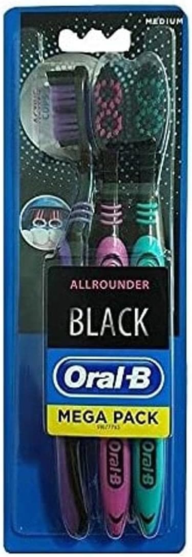 Oral B All Rounder Black 3 Pack Toothbrush Medium