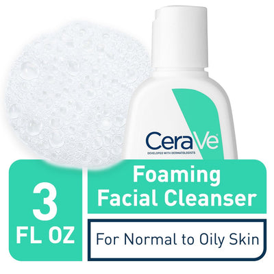 Cerave Foaming Facial Cleanser | 3 Fl. Oz Travel Size | Daily Face Wash for Oily Skin | Fragrance Free