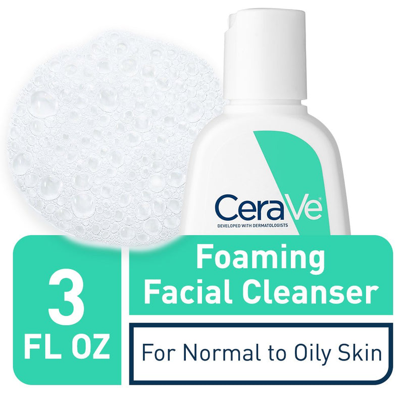 Cerave Foaming Facial Cleanser | 3 Fl. Oz Travel Size | Daily Face Wash for Oily Skin | Fragrance Free