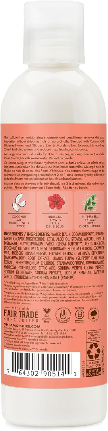 SHEA MOISTURE Coconut & Hibiscus Kids 2-In-1 Curl & Shine Shampoo & Conditioner 8Oz