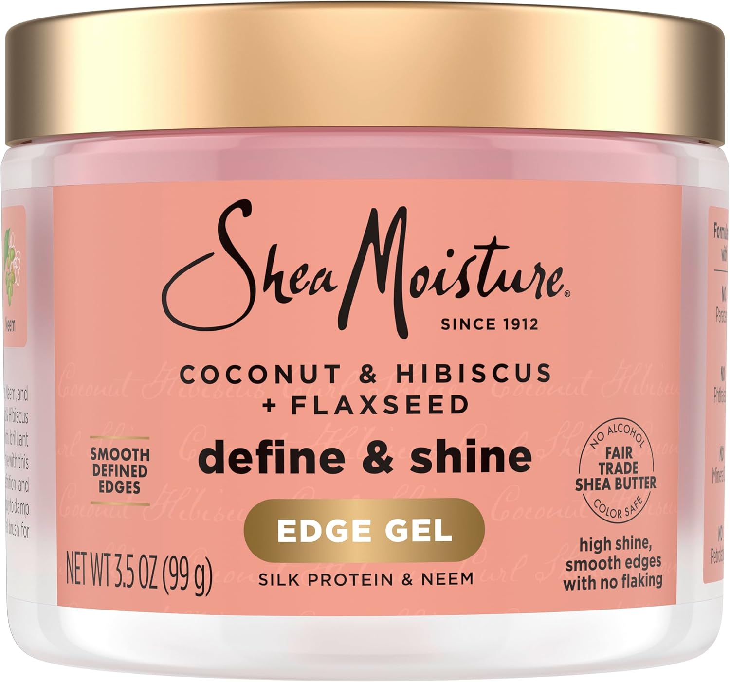 SHEA MOISTURE Flaxseed Edge Control Gel Hair Products for Curly Hair Coconut and Hibiscus Paraben-Free Hair 3.5 oz