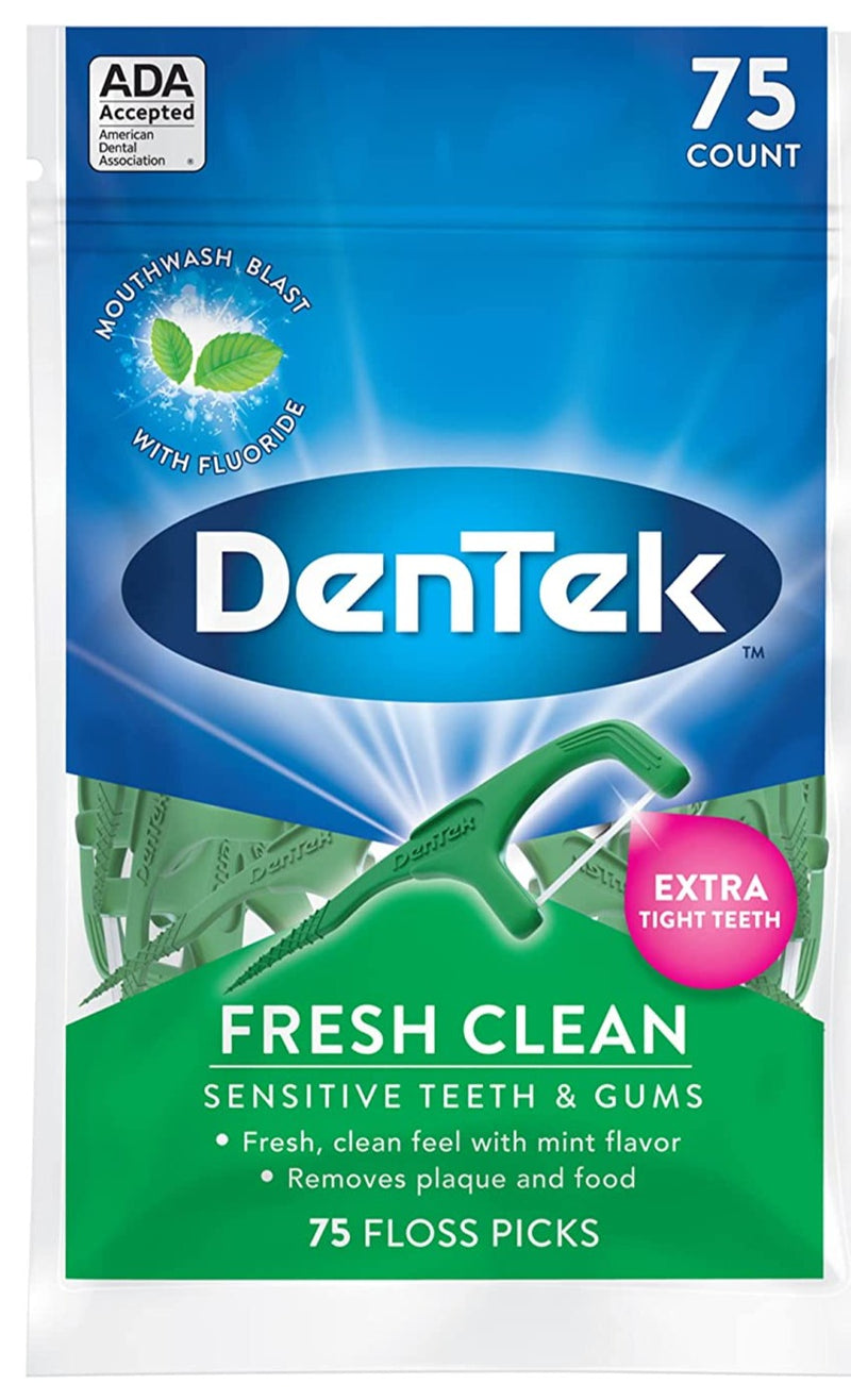 DenTek Fresh Clean Floss Picks, For Extra Tight Teeth, 75 Count