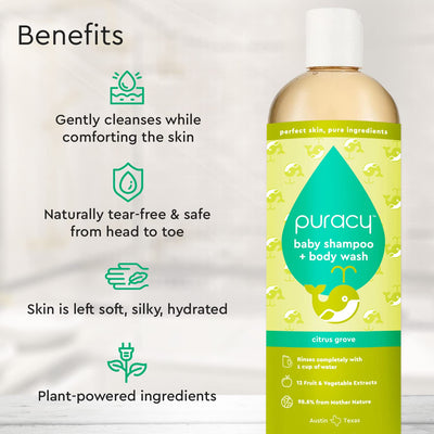 Puracy Natural Baby Shampoo+ Body Wash Citrus Grove 12Fl.Oz