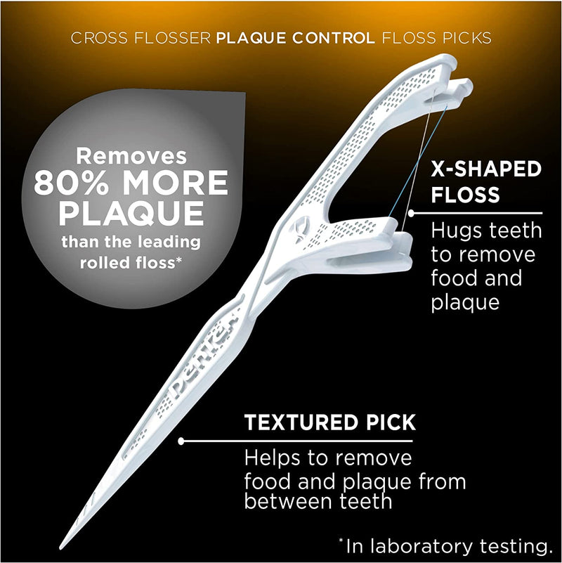 DenTek Cross Flosser Plaque Control Floss Picks, X-Shaped Floss, 75 Count
