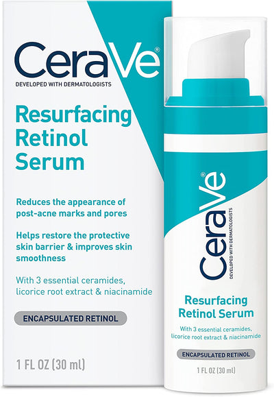 CeraVe Retinol Serum for Post-Acne Marks and Skin Texture, Pore Refining, 1 Oz