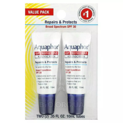 Aquaphor Lip Repair & Protect SPF 30 Tube Blister Card DUAL PACK - 2 - 0.35 oz