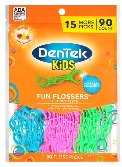 DenTek Kids Fun Flossers, Wild Fruit, 90 Count