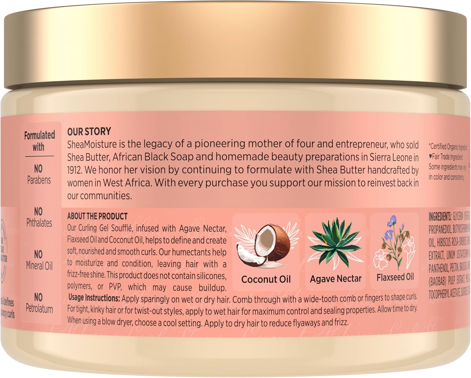 Shea Moisture Curl Enhancer Gel Curling Gel Soufflé - Coconut and Hibiscus 12Oz