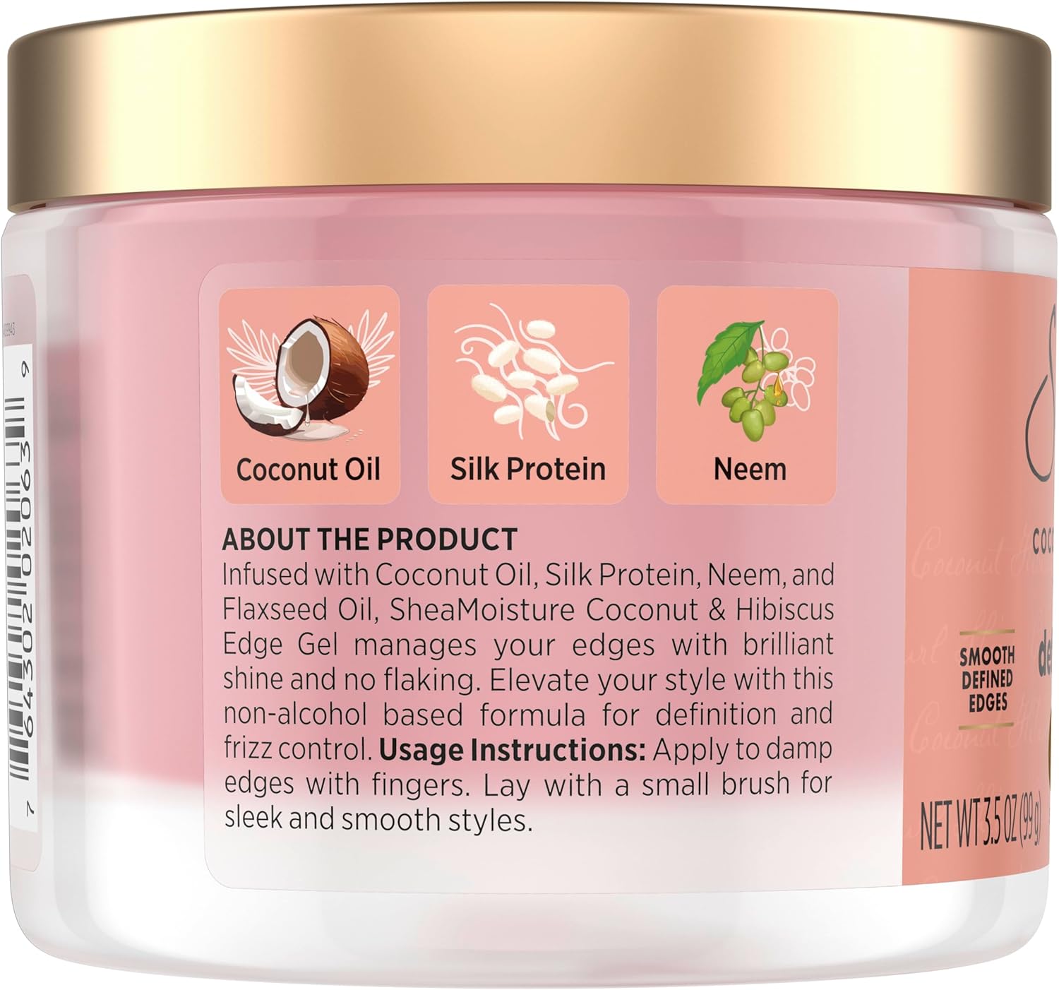SHEA MOISTURE Flaxseed Edge Control Gel Hair Products for Curly Hair Coconut and Hibiscus Paraben-Free Hair 3.5 oz