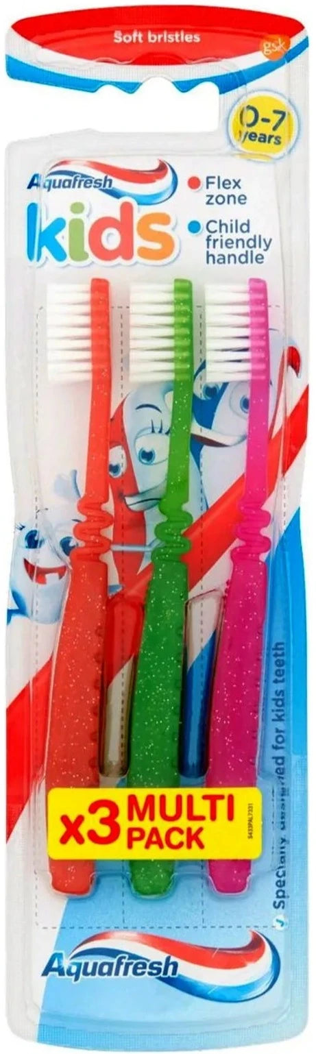 Aquafresh Kids Toothbrush Triple Pack Soft 0-7 Years