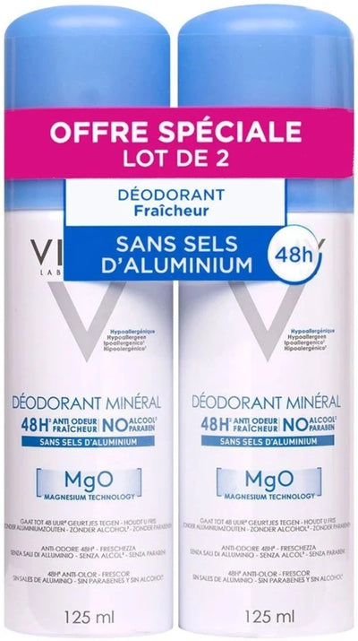 VICHY Déodorant Minéral 48H Lot de 2 x 125 ml