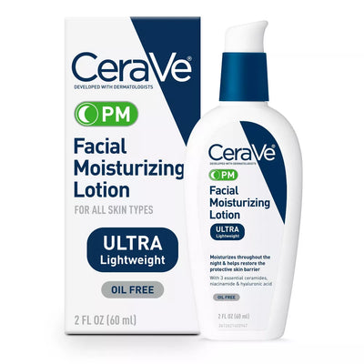 Cerave Face Moisturizer, PM Facial Moisturizing Lotion, Night Cream for Normal to Oily Skin