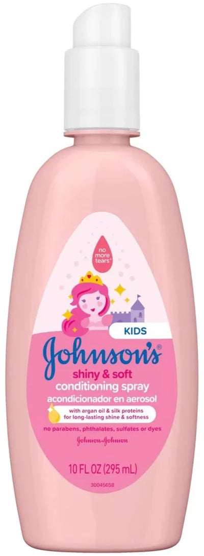 Johnson's Shiny & Soft Kids' Hair Conditioning Spray, Argan Oil & Silk Proteins, for Toddlers' Hair - 10 fl oz