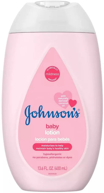 Johnson's Moisturizing Mild Pink Baby Body Lotion, Coconut Oil for Delicate Skin, Hypoallergenic - 13.6 fl oz