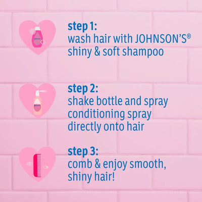 Johnson's Shiny & Soft Kids' Hair Conditioning Spray, Argan Oil & Silk Proteins, for Toddlers' Hair - 10 fl oz