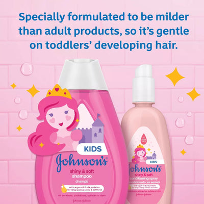 Johnson's Shiny & Soft Kids' Hair Conditioning Spray, Argan Oil & Silk Proteins, for Toddlers' Hair - 10 fl oz