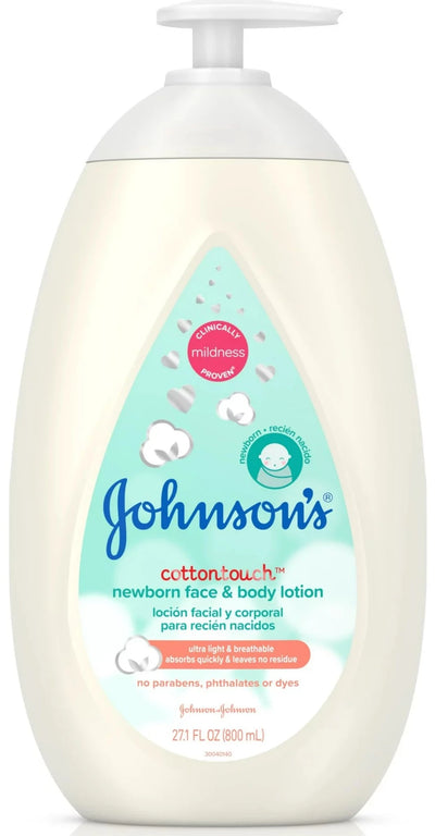 JOHNSON'S Cotton Touch Newborn Baby Face and Body Lotion, Made with Real Cotton 27.1 oz
