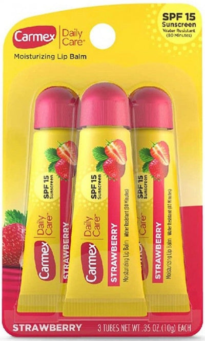 Carmex Daily Care Moisturizing Lip Balm With Spf 15, Strawberry 3 Tubes