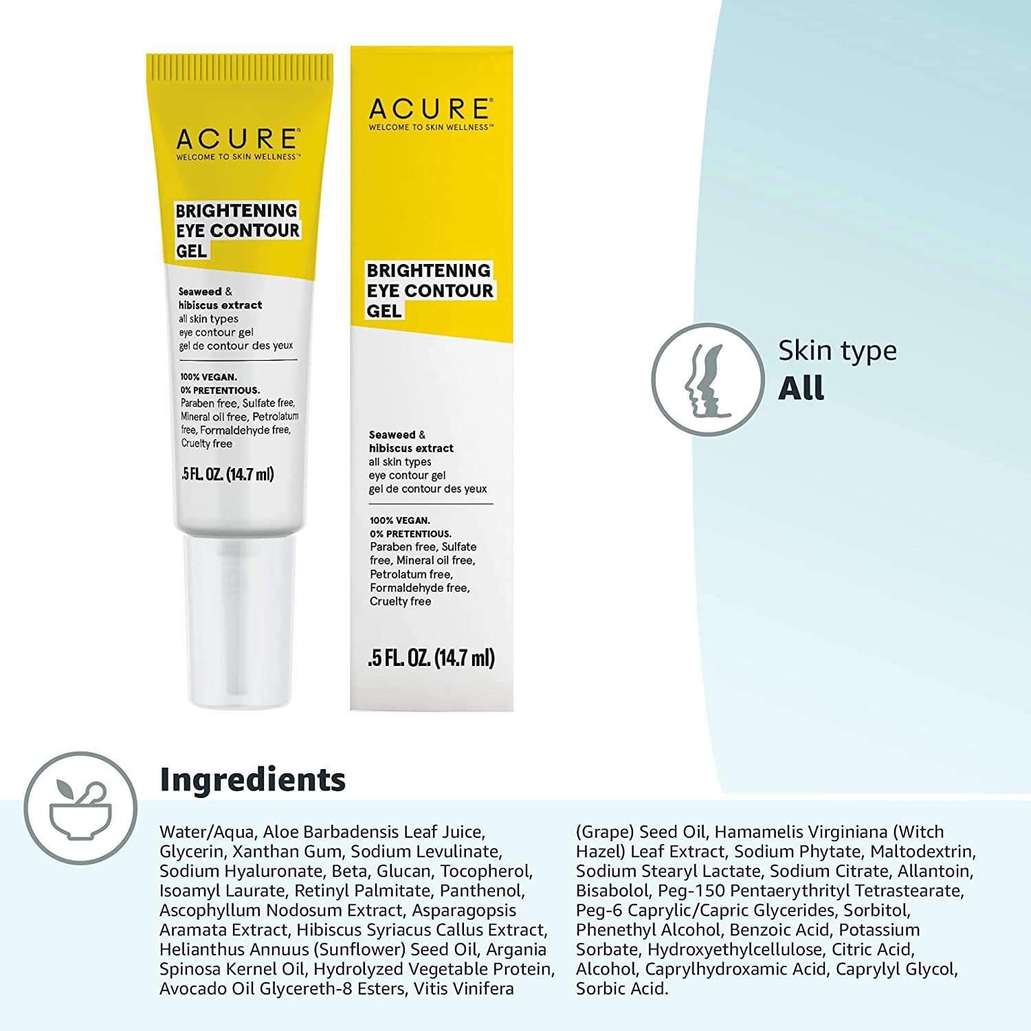 Acure Brightening Eye Contour Gel 0.5 fl. oz - MeStore - Acure