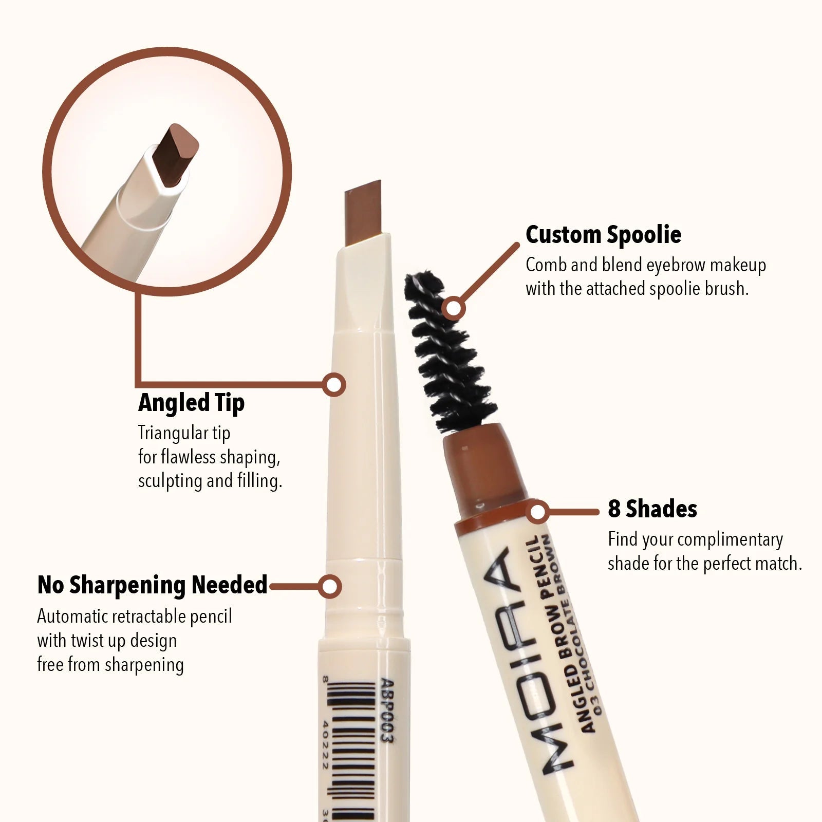 Angled Brow Pencil (003, Chocolate Brown) - MeStore - Moira Beauty