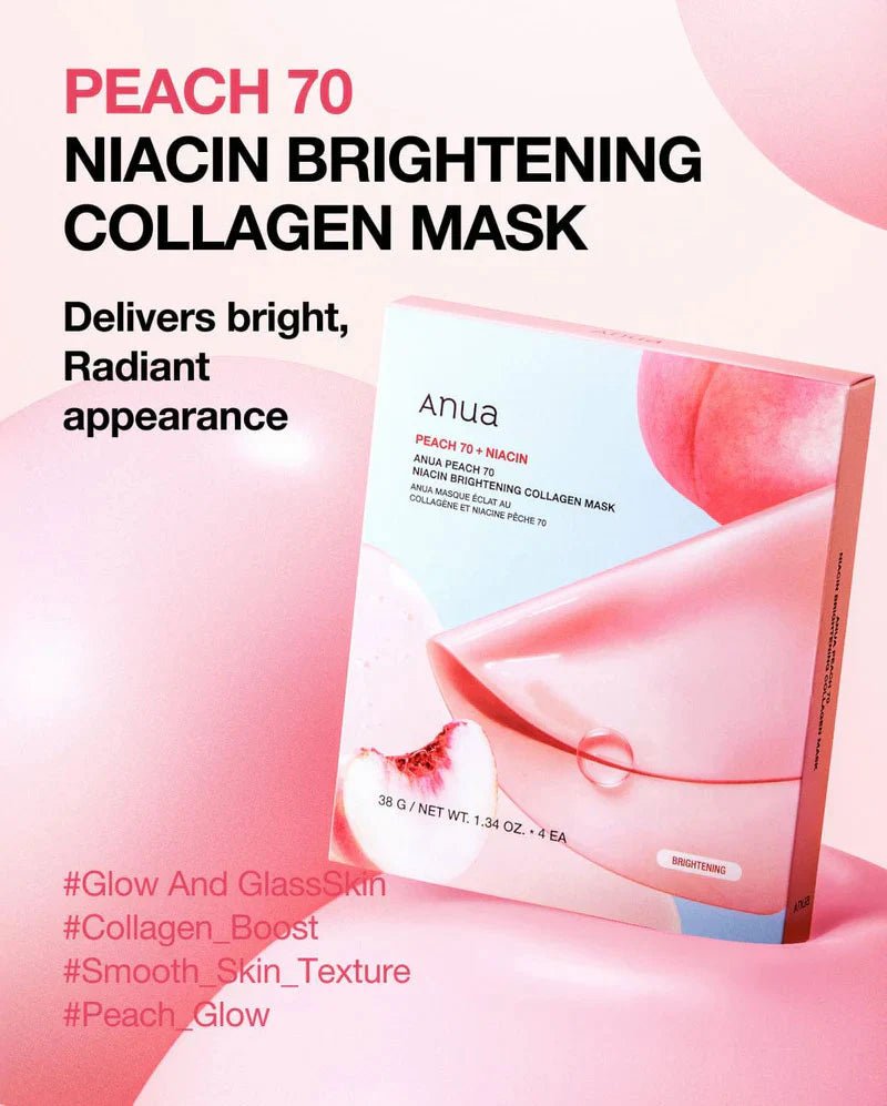 ANUA - [4EA] PEACH 70 NIACIN BRIGHTENING COLLAGEN MASK - MeStore - Anua