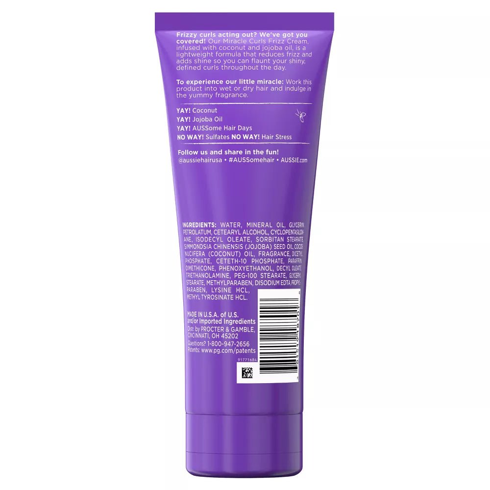 Aussie Miracle Curls Frizz Taming Curl Cream with Coconut & Jojoba - 6.8oz - MeStore - Aussie