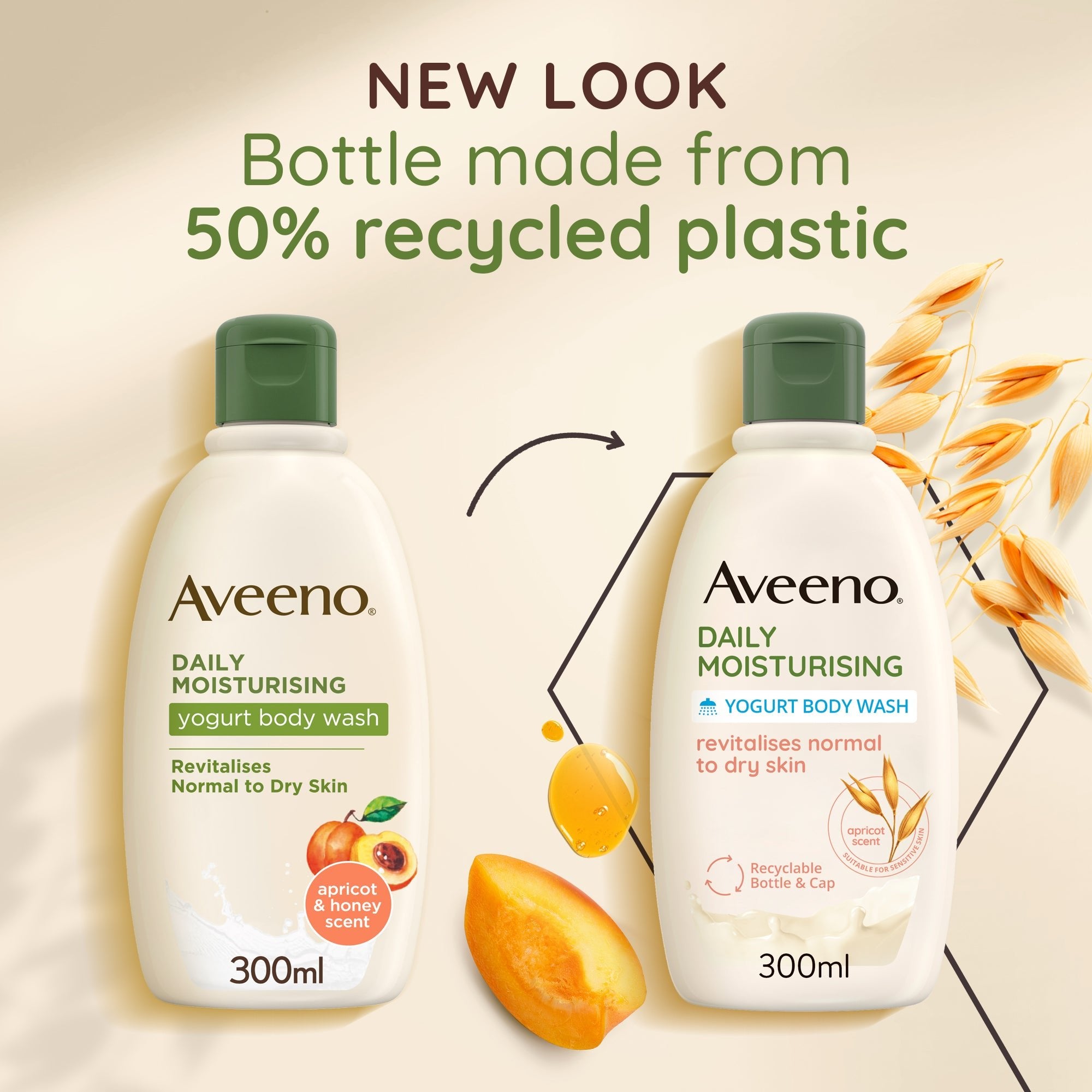 Aveeno Body Wash Daily Moisturising Apricot And Honey 300ml - MeStore - Aveeno
