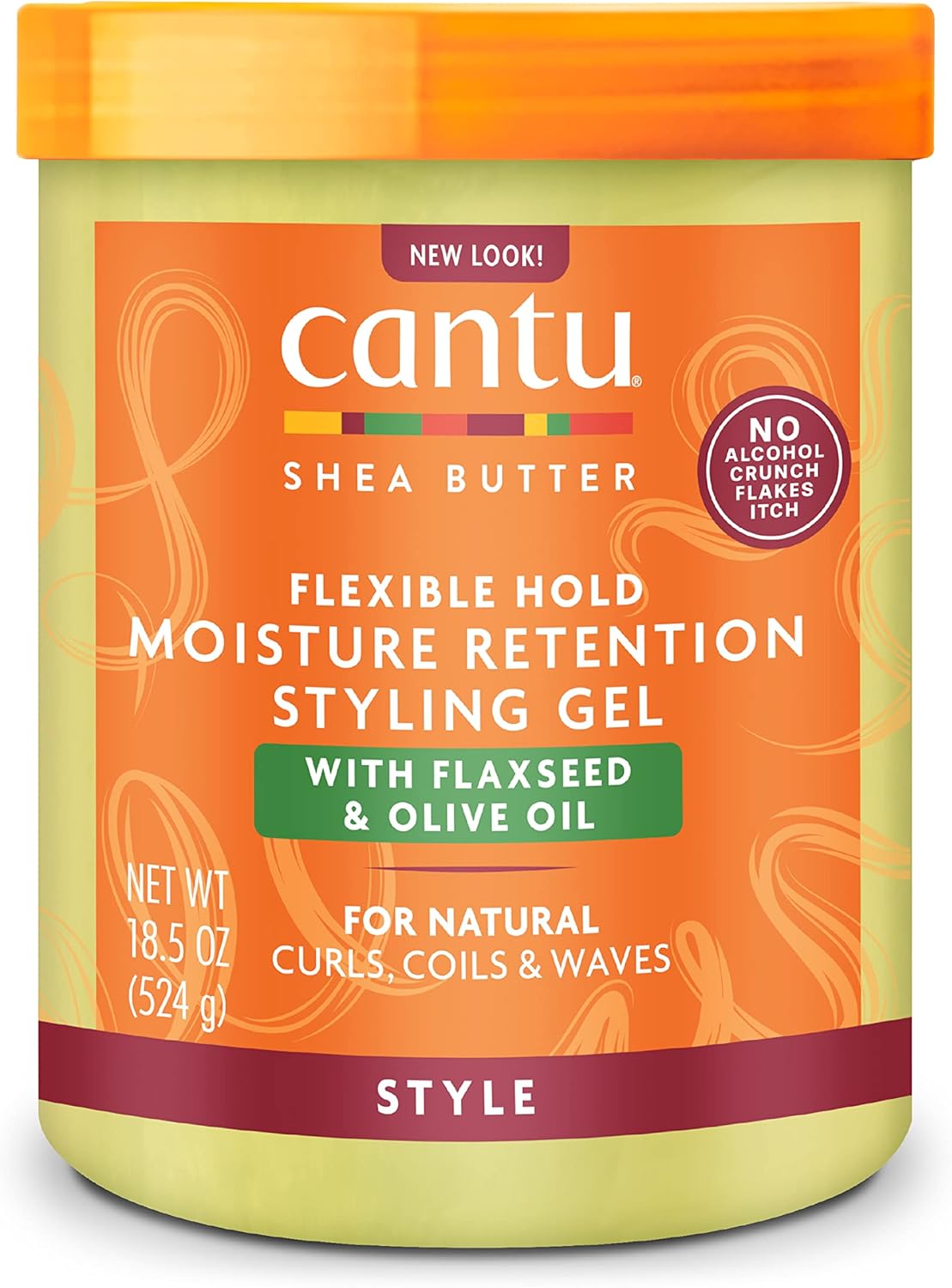 Cantu Shea Butter Flexible Hold Moisture Retention Styling Gel with Flaxseed & Olive Oil 18.5 oz (524 g) product package