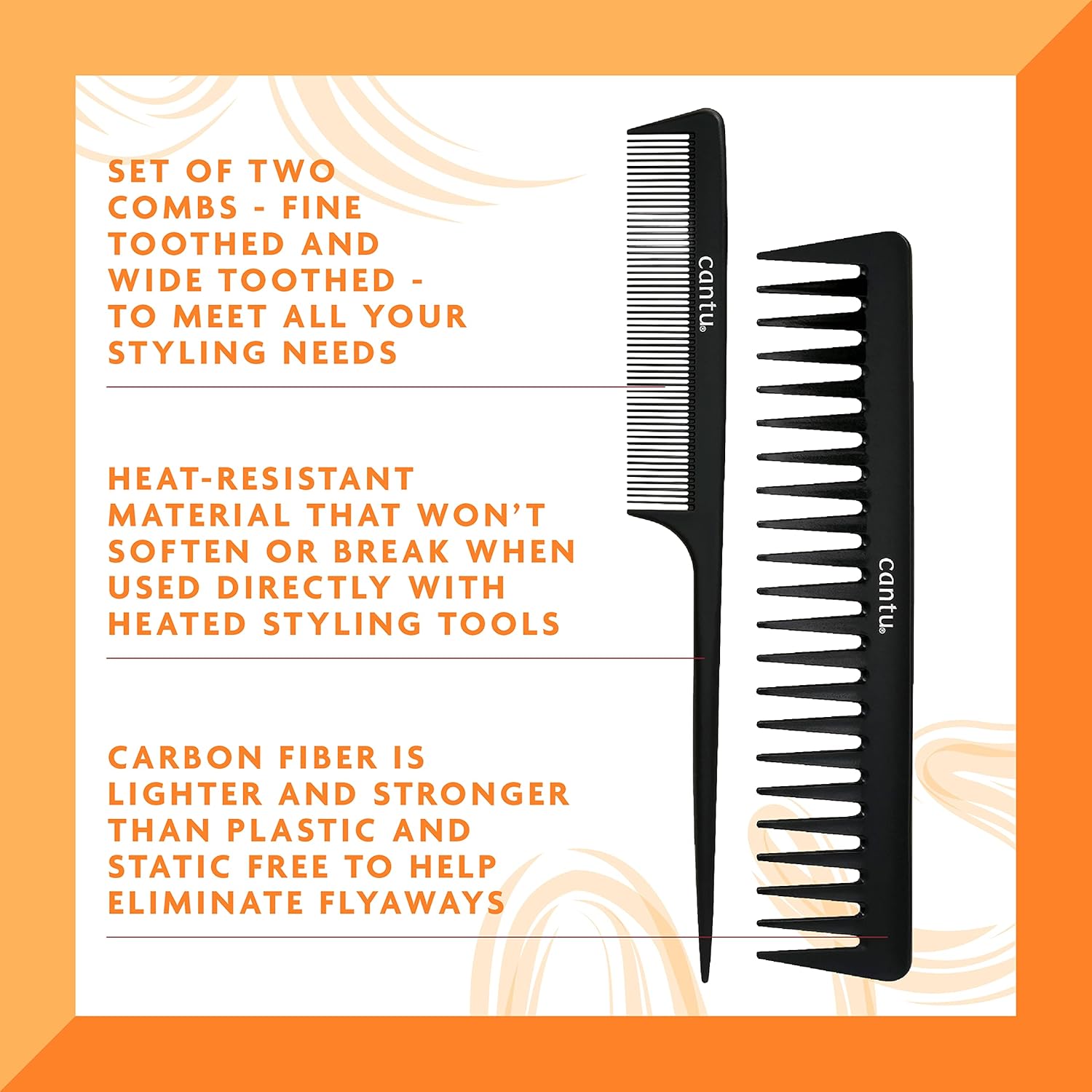 Cantu Hair Accessories Style Carbon Fibre Combs - MeStore - Cantu