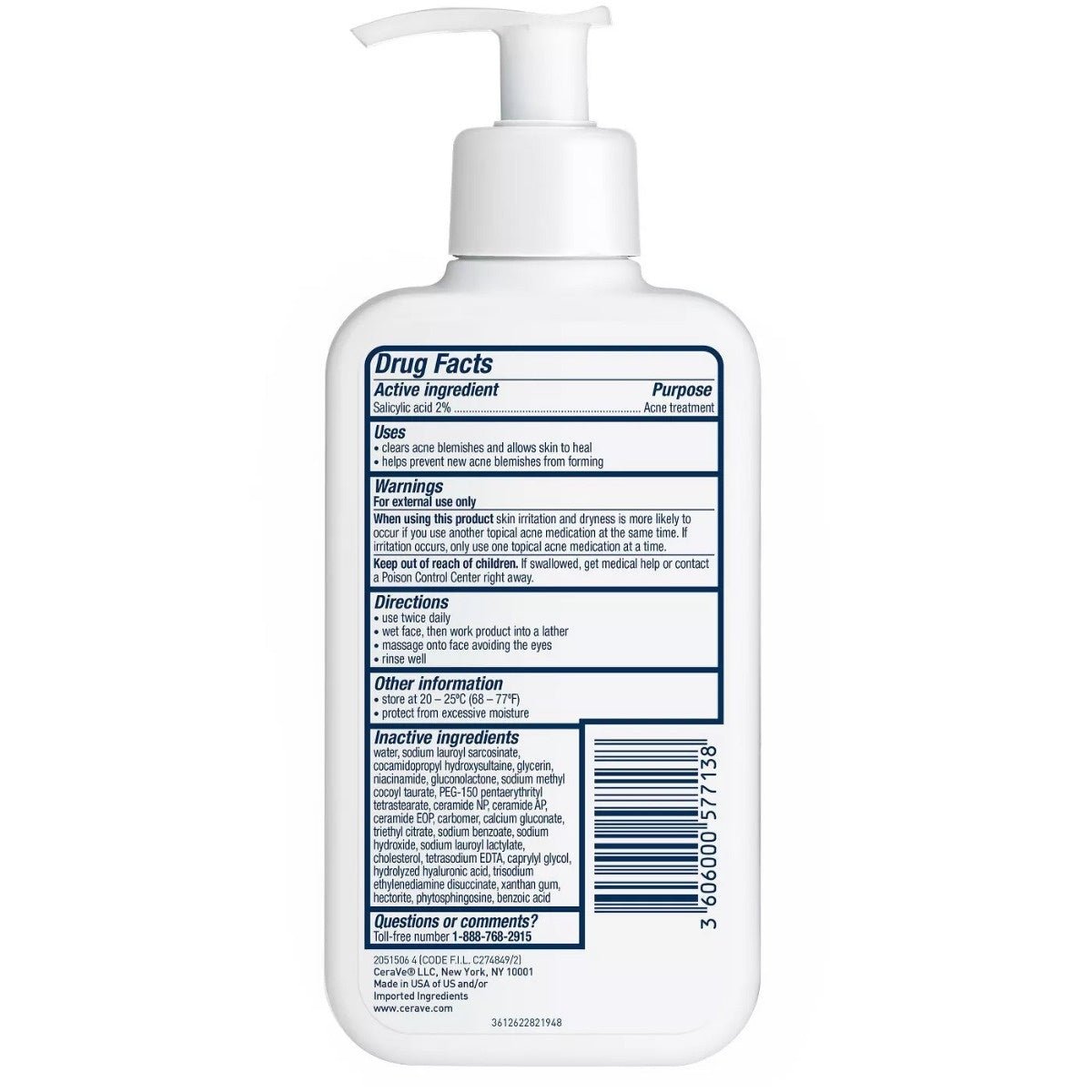 CeraVe Face Wash Acne Treatment Salicylic Acid Cleanser with Purifying Clay for Oily Skin 8 Ounce - MeStore - Cerave