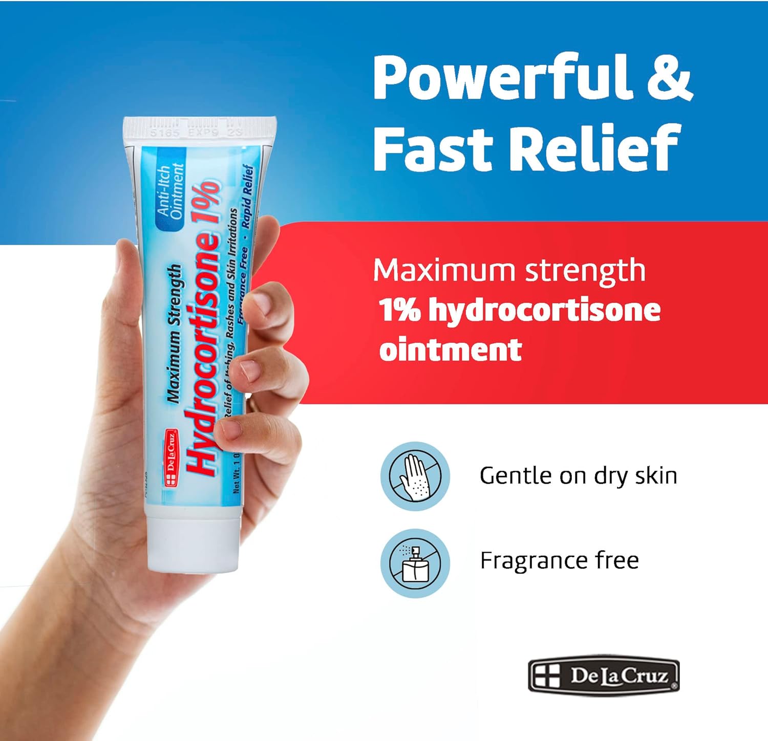 De La Cruz 1% Hydrocortisone Ointment for Itching 1oz - MeStore - DE LA CRUZ