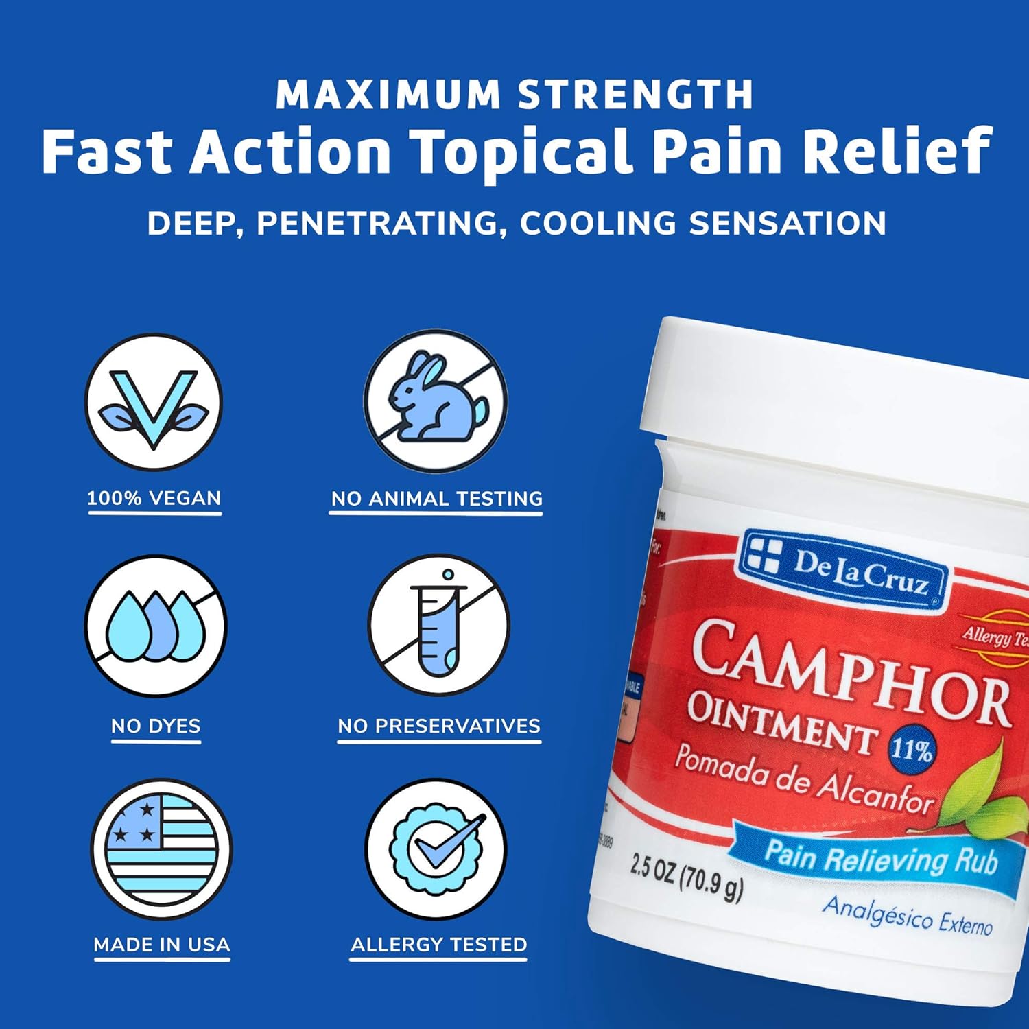De La Cruz Camphor Ointment 11% Pain Relieving Run 2.5oz - MeStore - DE LA CRUZ