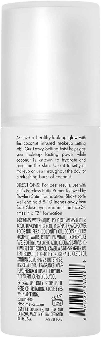 Elf Dewy Coconut Setting Mist Hydrating Makeup Spray - MeStore - Elf