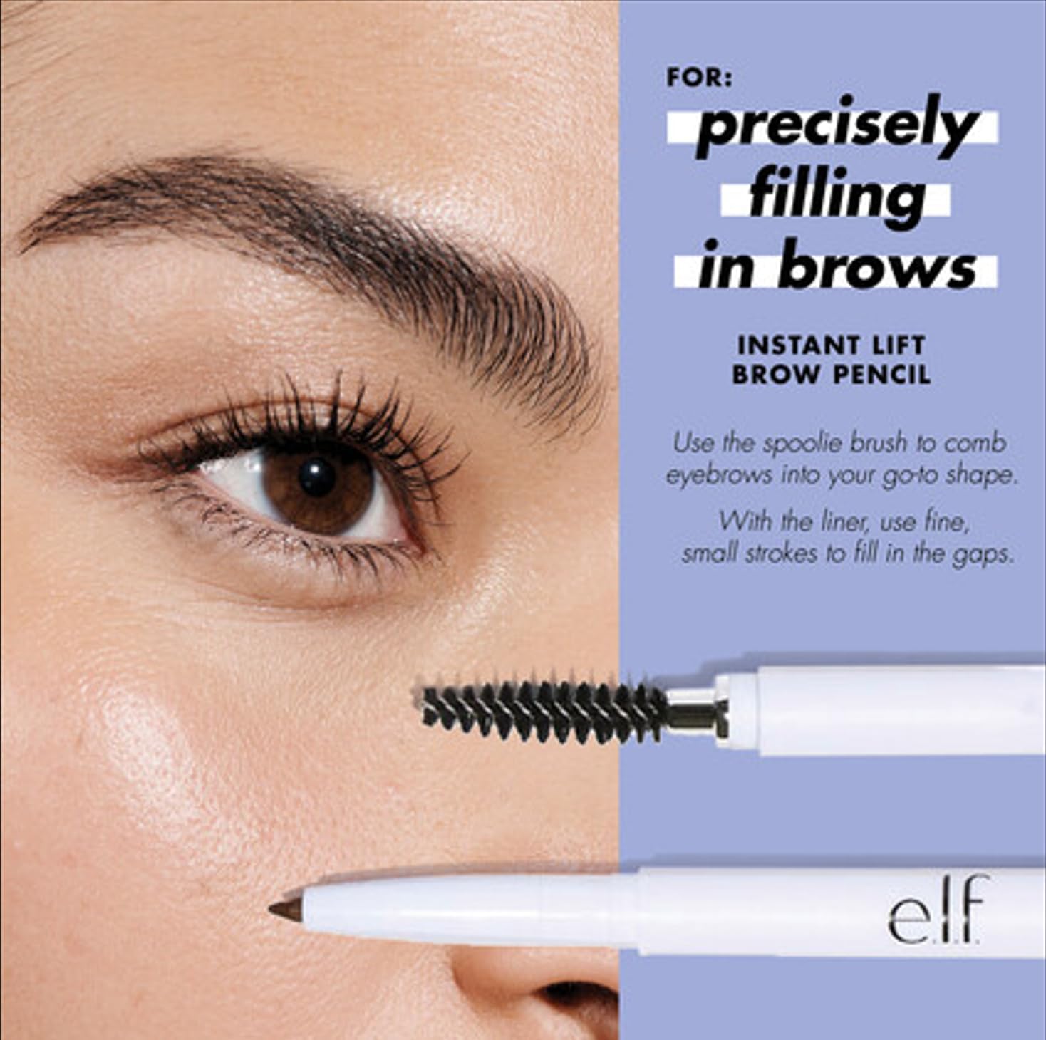 E.l.f. Instant Lift Brow Pencil, Dual - Sided, Precise, Fine Tip, Shapes, Defines, Fills Brows, Contours, Combs, Tames, Neutral Brown, 0.006 Oz - MeStore - Elf