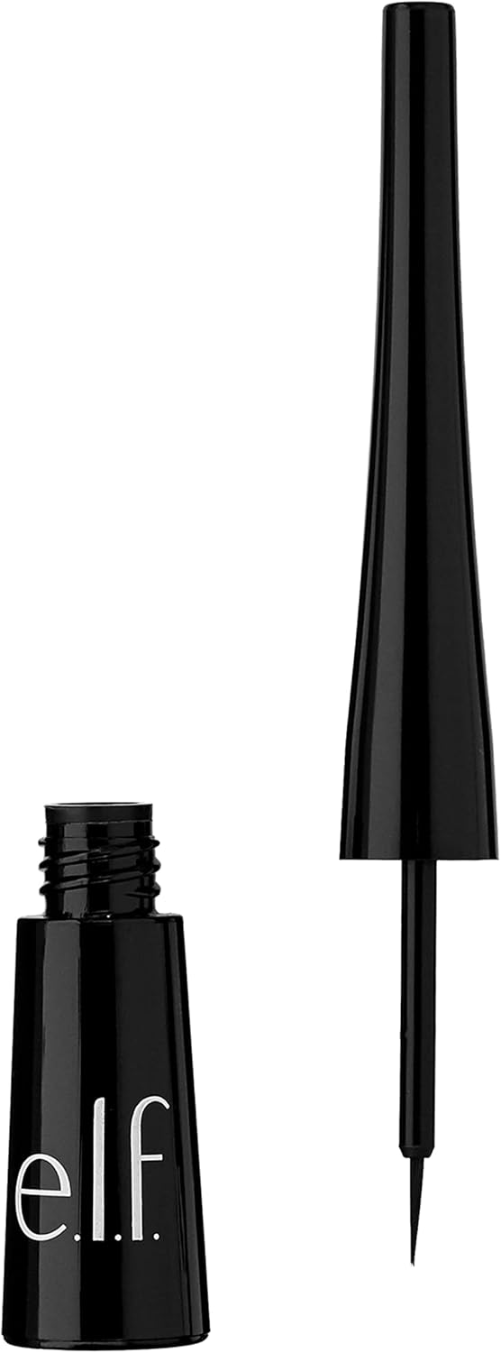 E.l.f. Liquid Eyeliner, High - pigment Liquid Eyeliner With Extra - Fine Brush Tip, Easy Glide Smudge - proof Formula, Jet Black - MeStore - Elf