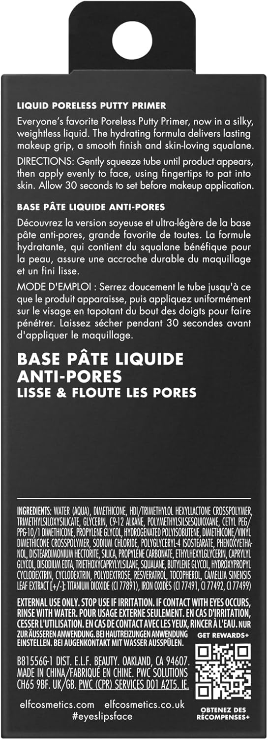 E.l.f. Liquid Poreless Putty Primer, Lightweight Face Primer For Long - lasting Makeup Wear, Creates A Smooth Complexion, Vegan & Cruelty - free - MeStore - Elf
