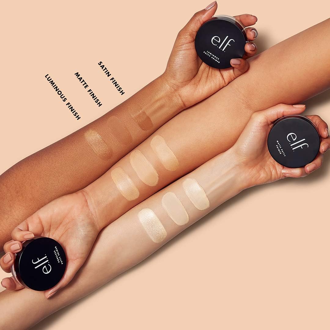E.l.f. Luminous Putty Primer, Skin Perfecting, Lightweight, Silky, Long Lasting, Hydrates, Creates a Smooth Base, Illuminates, Plumps, Infused with hyaluronic acid and vegan collagen, 0.74 Oz - MeStore - Elf