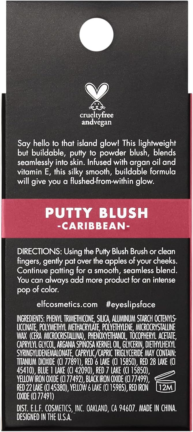 E.l.f. Putty Blush, Creamy & High - Pigment Formula For A Natural Glow, Delivers A Semi - Matte & Powder Finish, Vegan & Cruelty - Free, Caribbean - MeStore - Elf