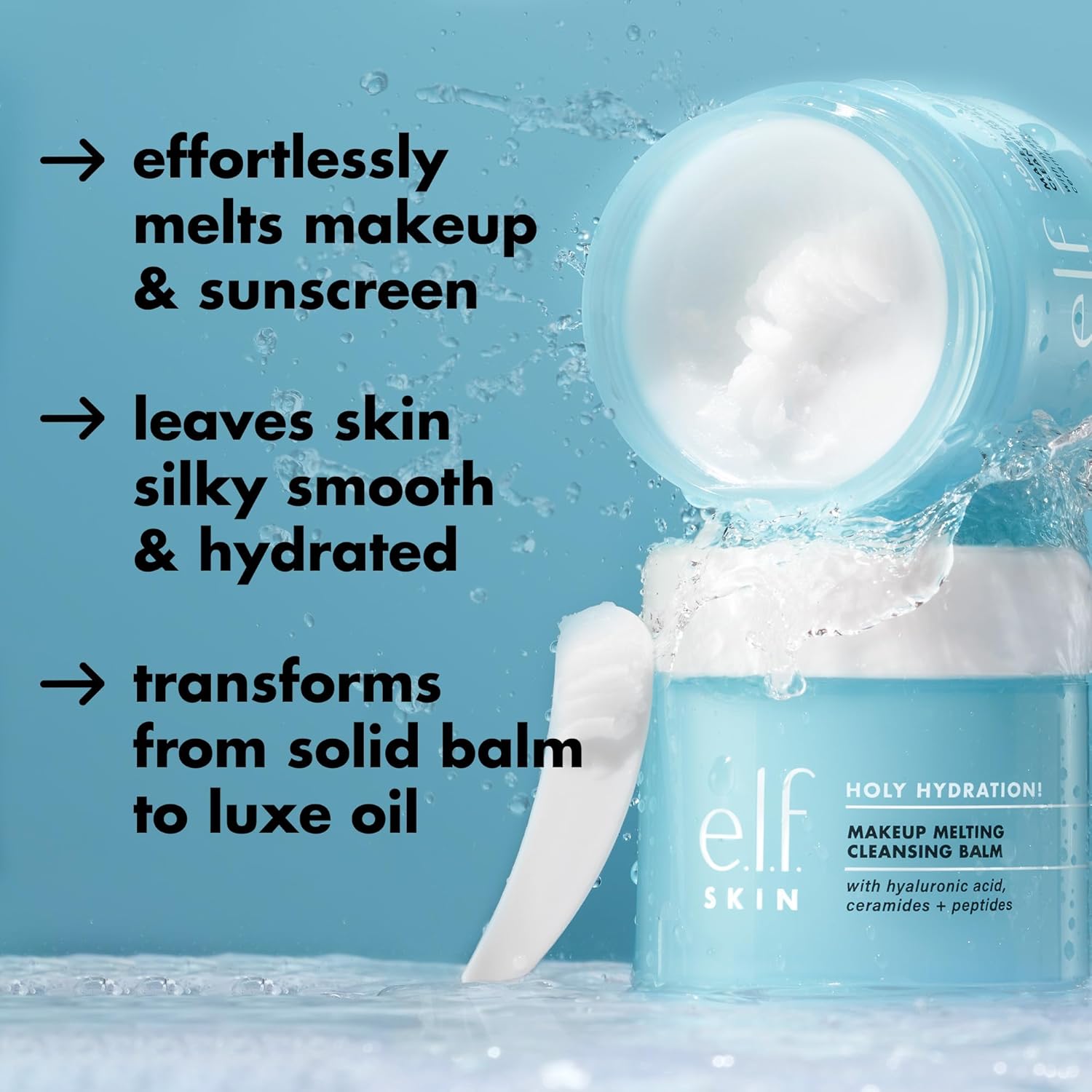 E.l.f. SKIN Holy Hydration! Makeup Melting Cleansing Balm, Face Cleanser & Makeup Remover, Infused with Hyaluronic Acid to Hydrate Skin - MeStore - Elf