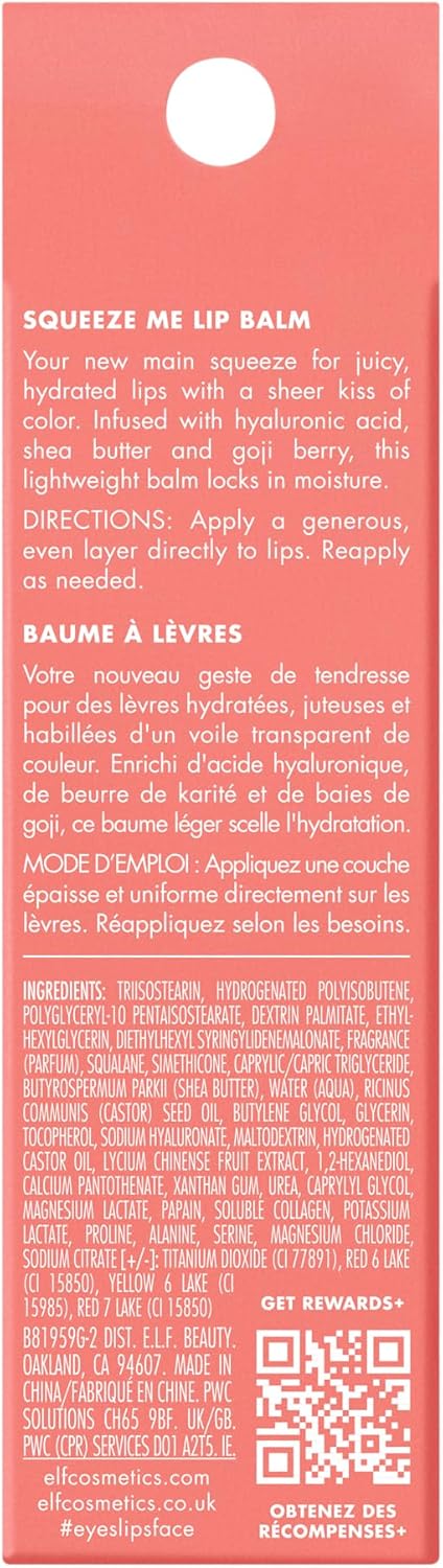 E.l.f. Squeeze Me Lip Balm, Moisturizing Lip Balm For A Sheer Tint Of Color, Infused With Hyaluronic Acid, Vegan & Cruelty - free, Strawberry - MeStore - Elf