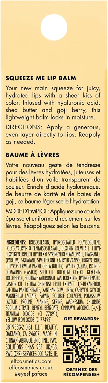 E.l.f. Squeeze Me Lip Balm, Moisturizing Lip Balm For A Sheer Tint Of Color, Infused With Hyaluronic Acid, Vegan & Cruelty - free, Vanilla Frosting - MeStore - Elf