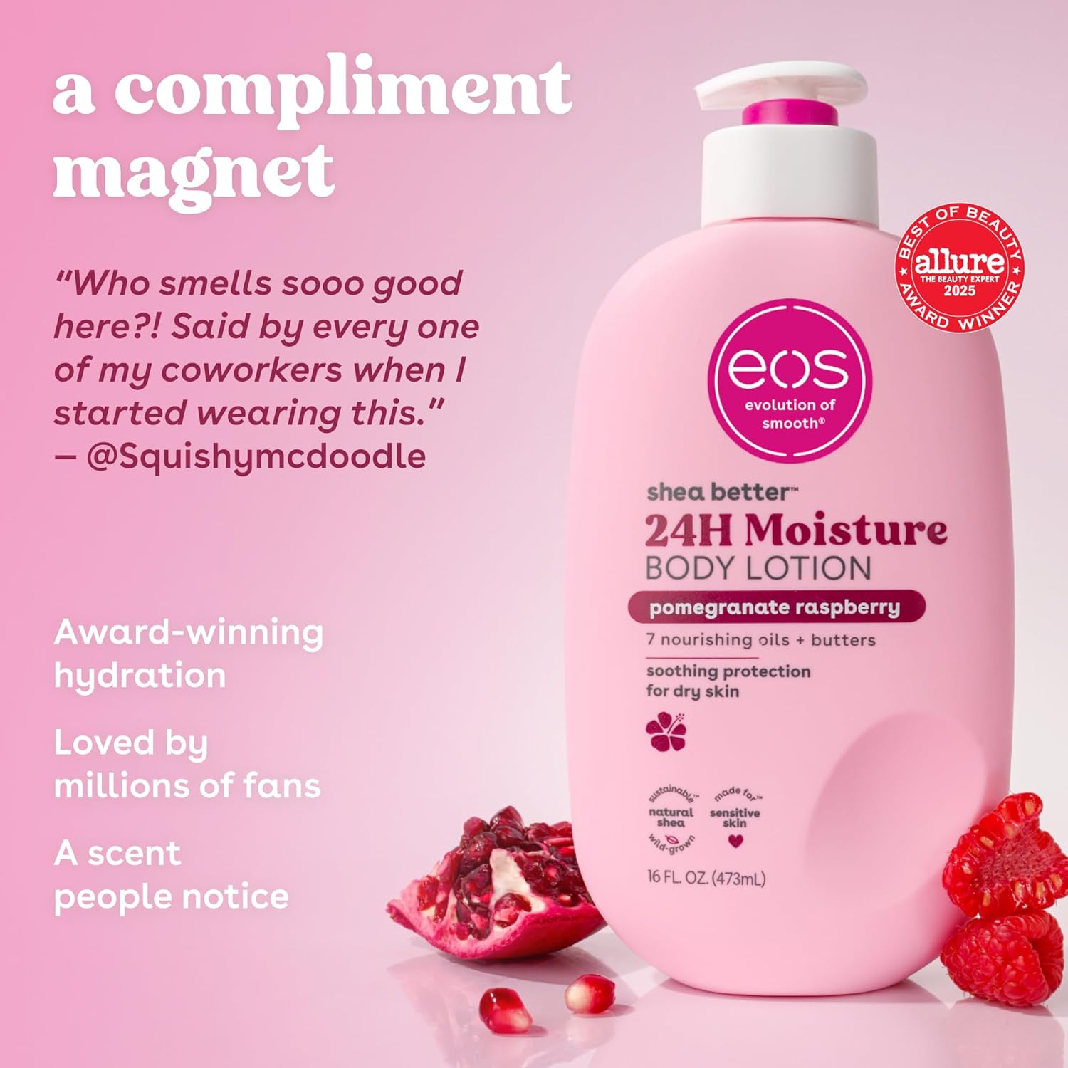 EOS Shea Better Body Lotion 16oz Pomegranate Raspberry - MeStore - EOS